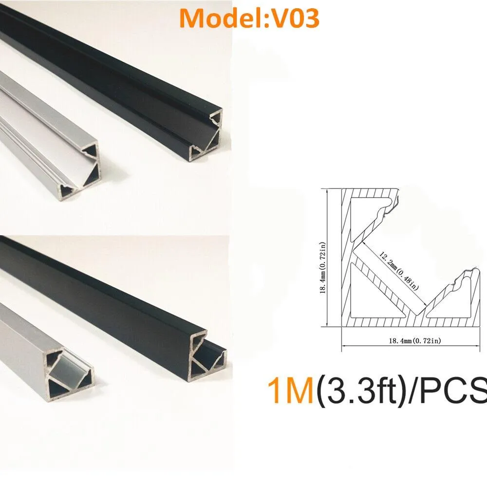 Seperate Aluminum Housing Only for U-Shape and V-Shape LED Aluminum Profile, Fit for U01, U02, U03, U04, U05, U06, V01, V02, V03