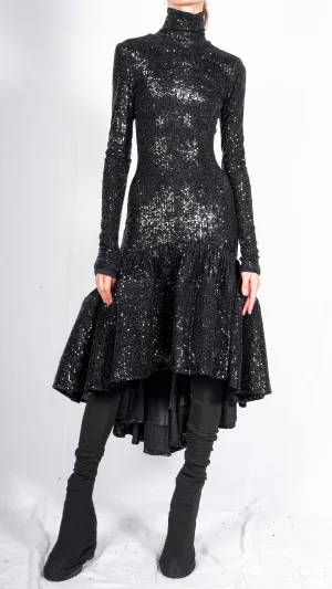 Sequin Dress with Structured Bottom