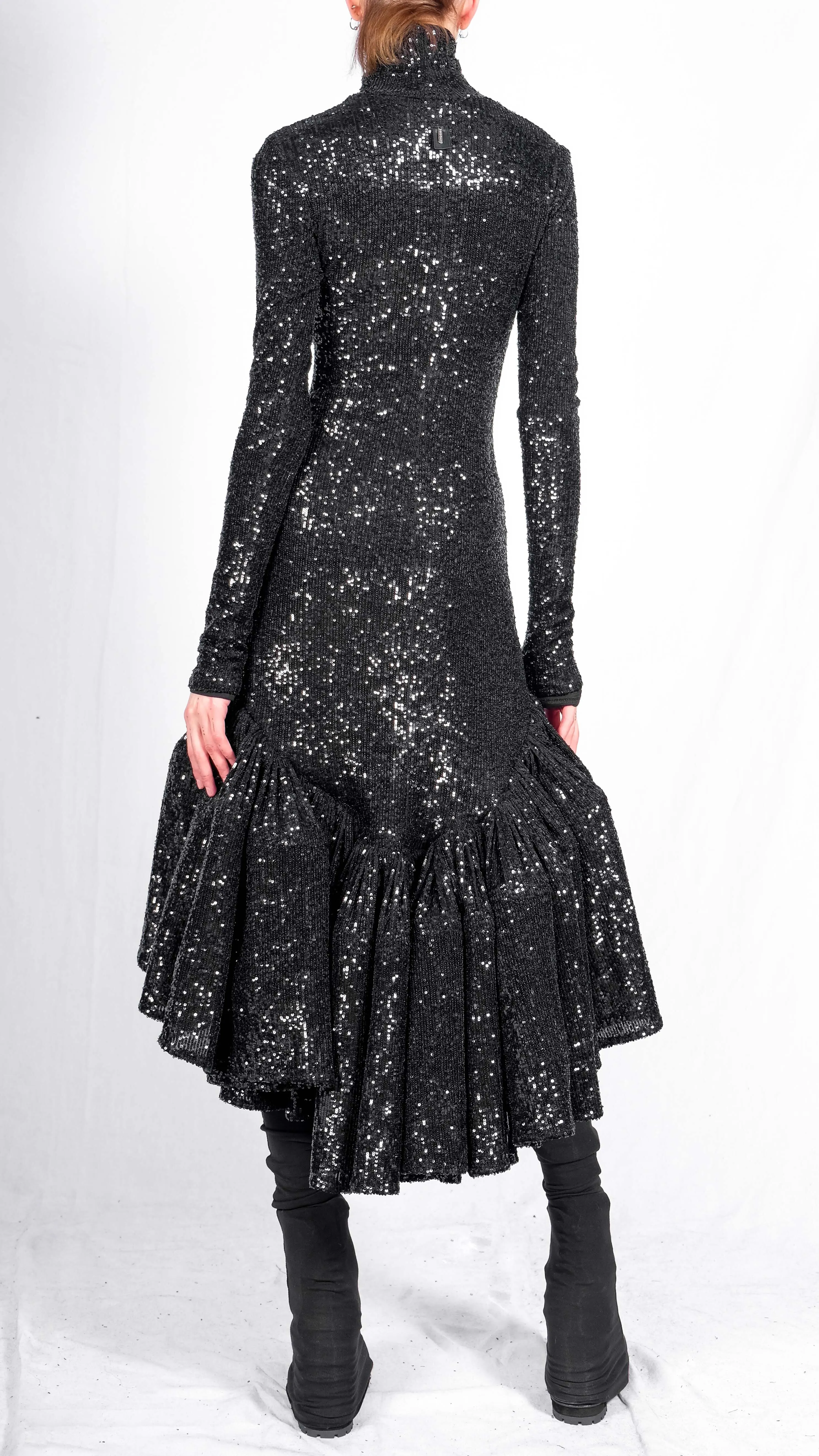 Sequin Dress with Structured Bottom