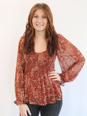 SHELLEY LONG SLEEVE FLORAL BLOUSE