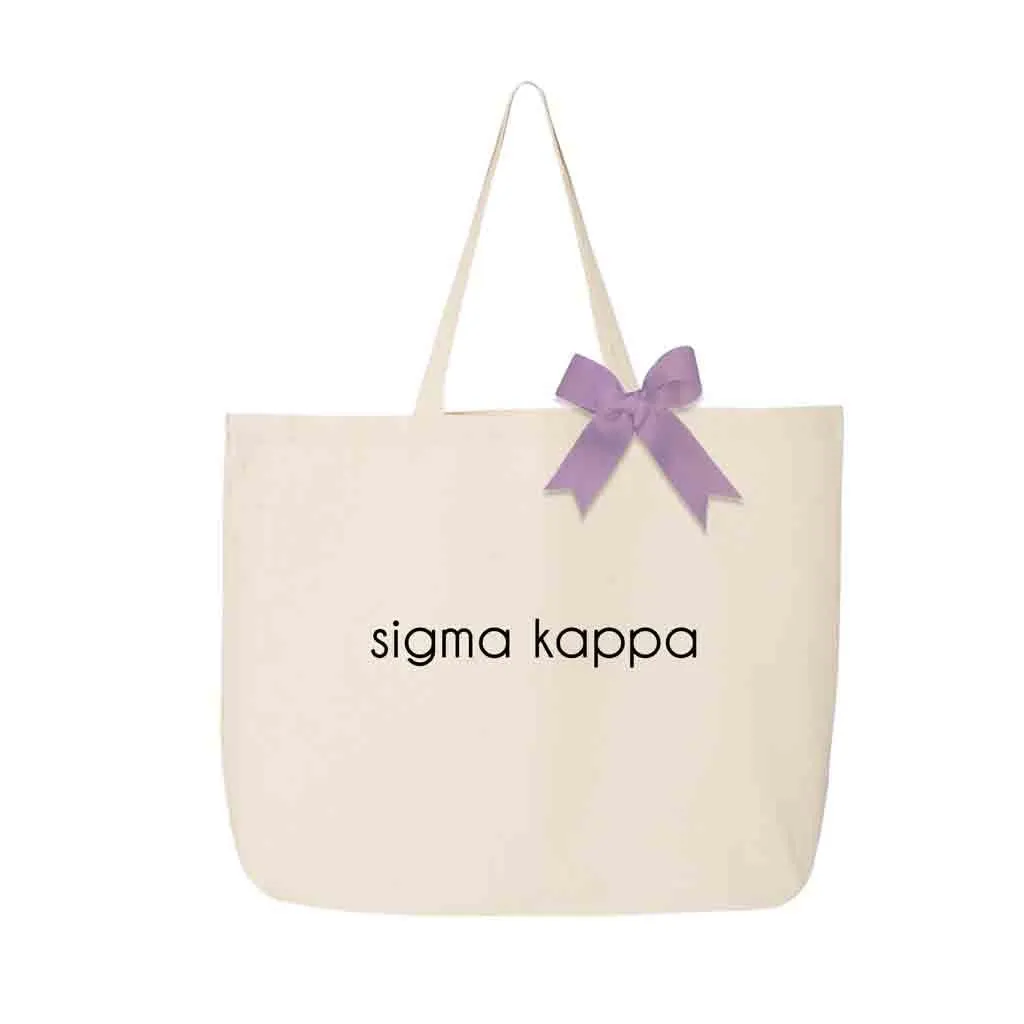 Sigma Kappa Tote Bag with Bow in Sorority Color