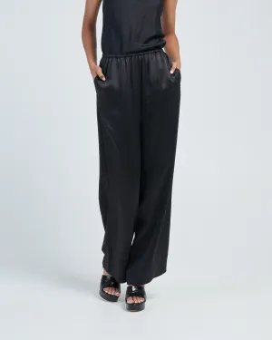 silk pj bottoms - black