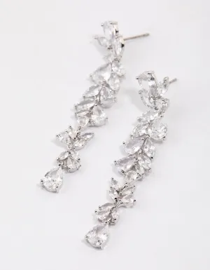 Silver Petal Drop Earrings
