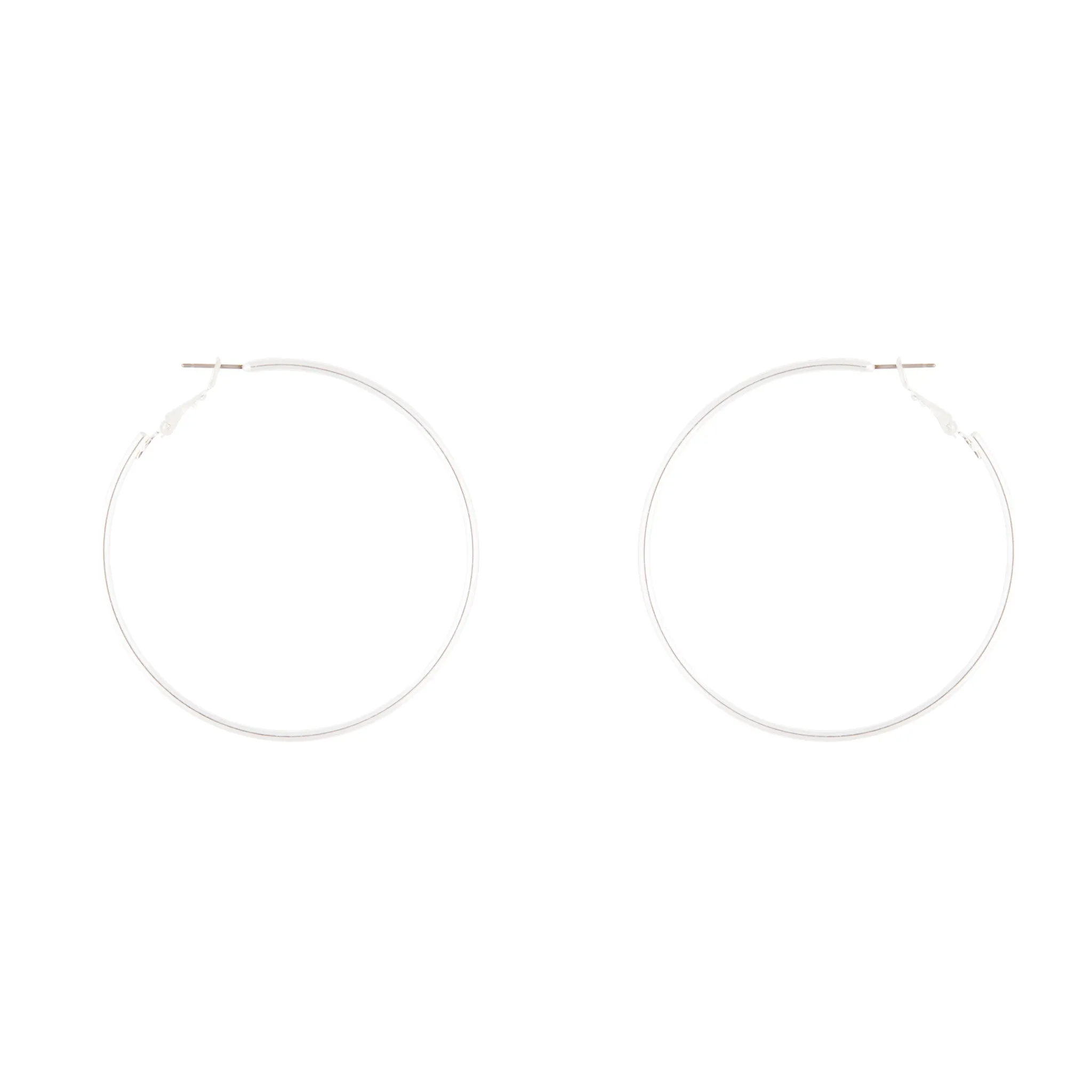Silver Rounded 6cm Hoop Earrings