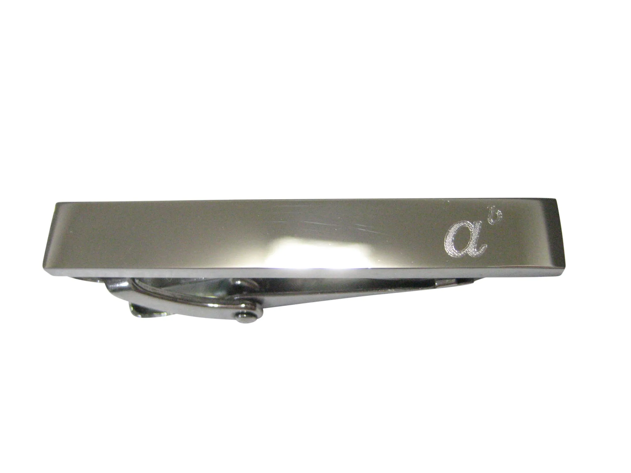 Silver Toned Etched Sleek A to The Power of B Skinny Tie Clip