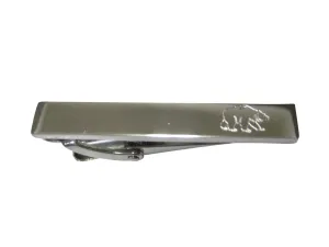 Silver Toned Etched Sleek Bear Skinny Tie Clip