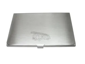 Silver Toned Etched Sleek Fire Truck With Ladder Business Card Holder