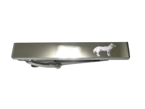 Silver Toned Etched Sleek Full Dog Skinny Tie Clip