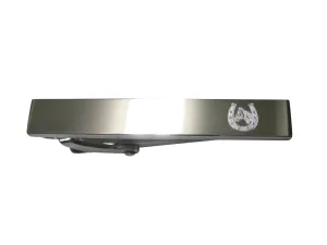 Silver Toned Etched Sleek Horse and Horse Shoe Skinny Tie Clip