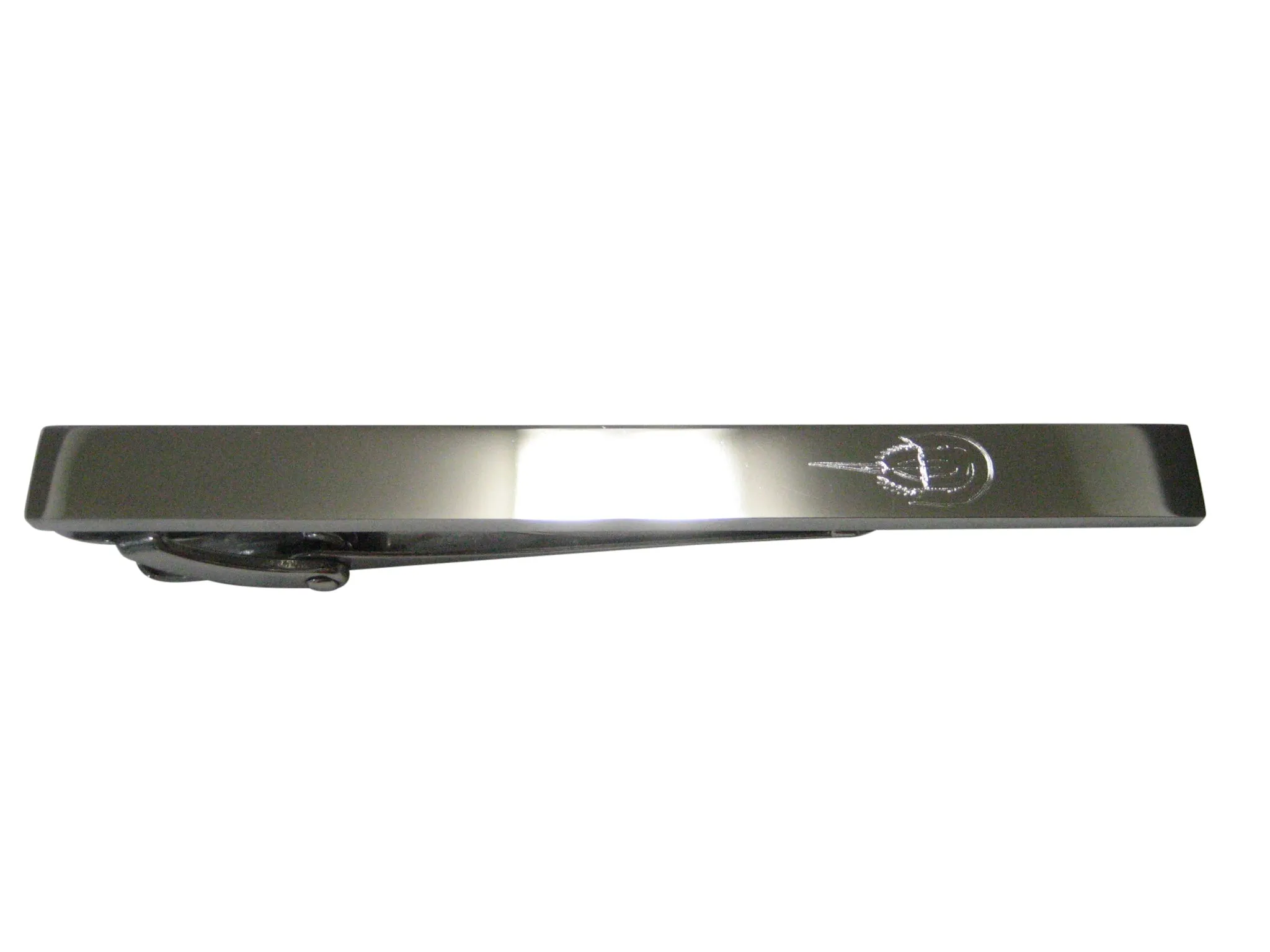 Silver Toned Etched Sleek Horseshoe Crab Tie Clip
