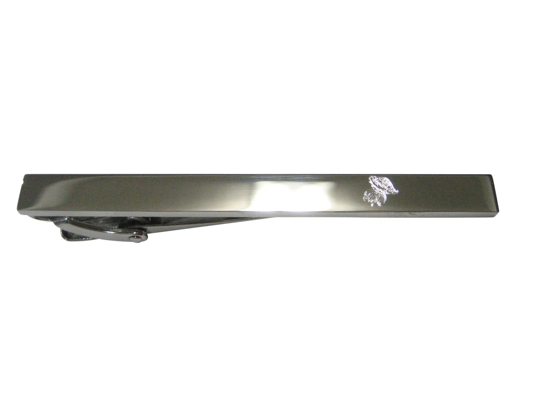Silver Toned Etched Sleek Jellyfish Tie Clip