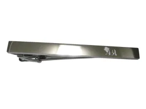 Silver Toned Etched Sleek Left Facing Full Lion Tie Clip