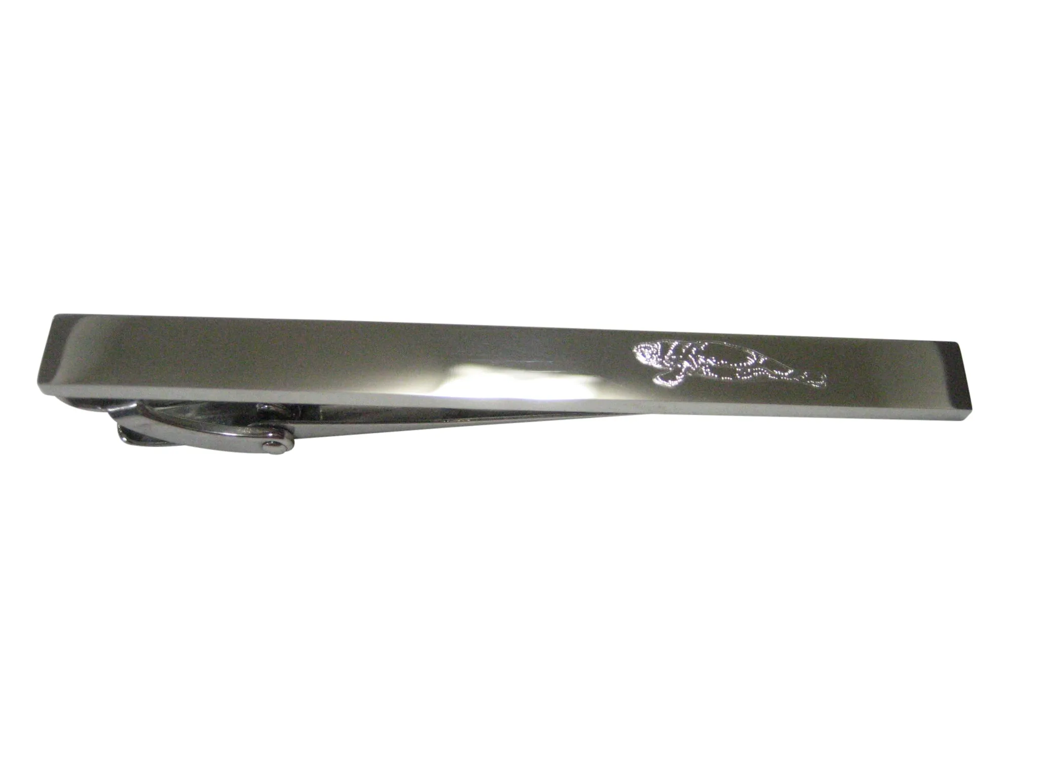 Silver Toned Etched Sleek Manatee Tie Clip