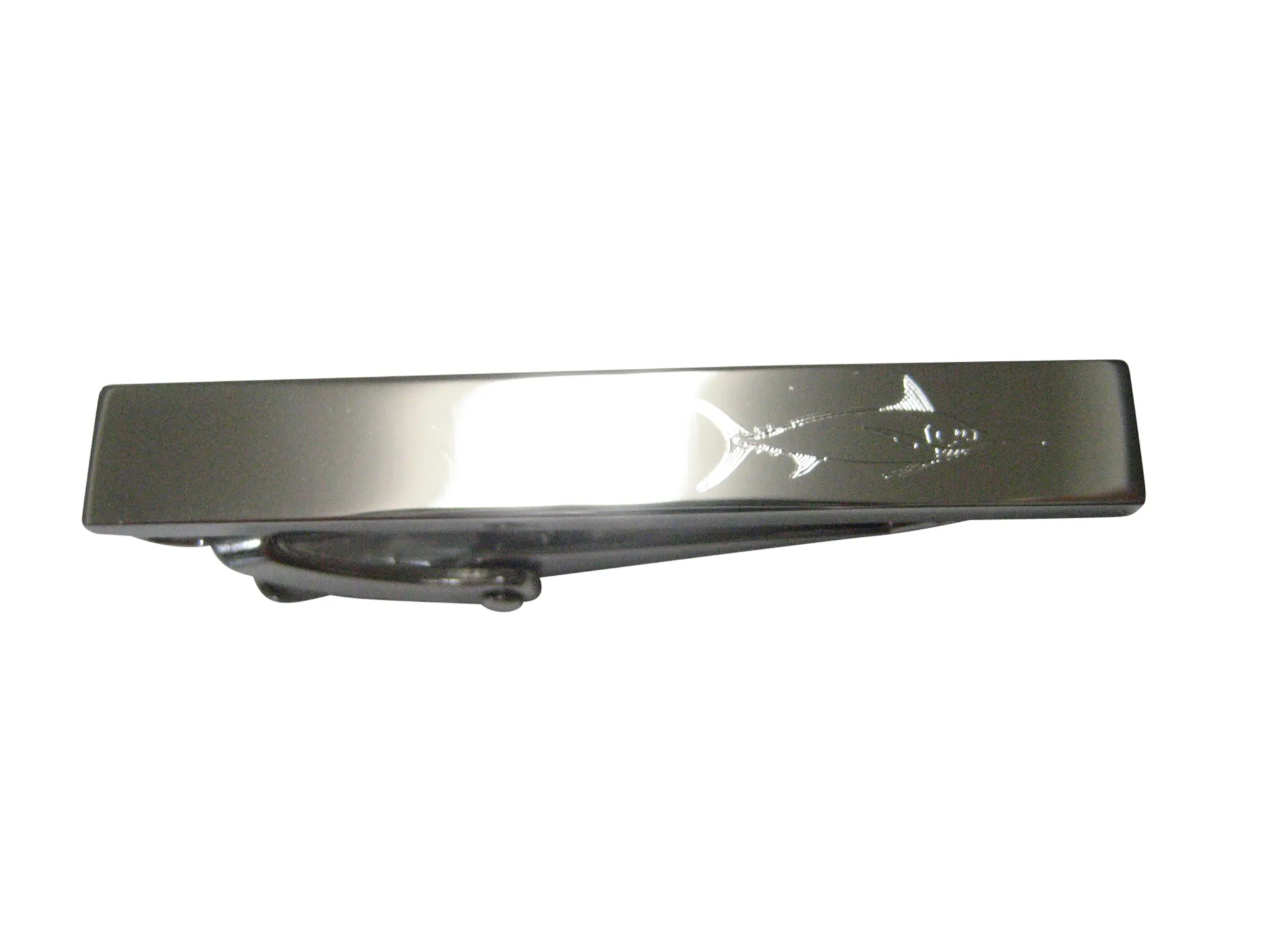 Silver Toned Etched Sleek Marlin Sailfish Skinny Tie Clip