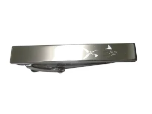 Silver Toned Etched Sleek Marlin Sailfish Skinny Tie Clip