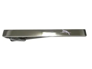 Silver Toned Etched Sleek Sailfish Marlin Fish Tie Clip
