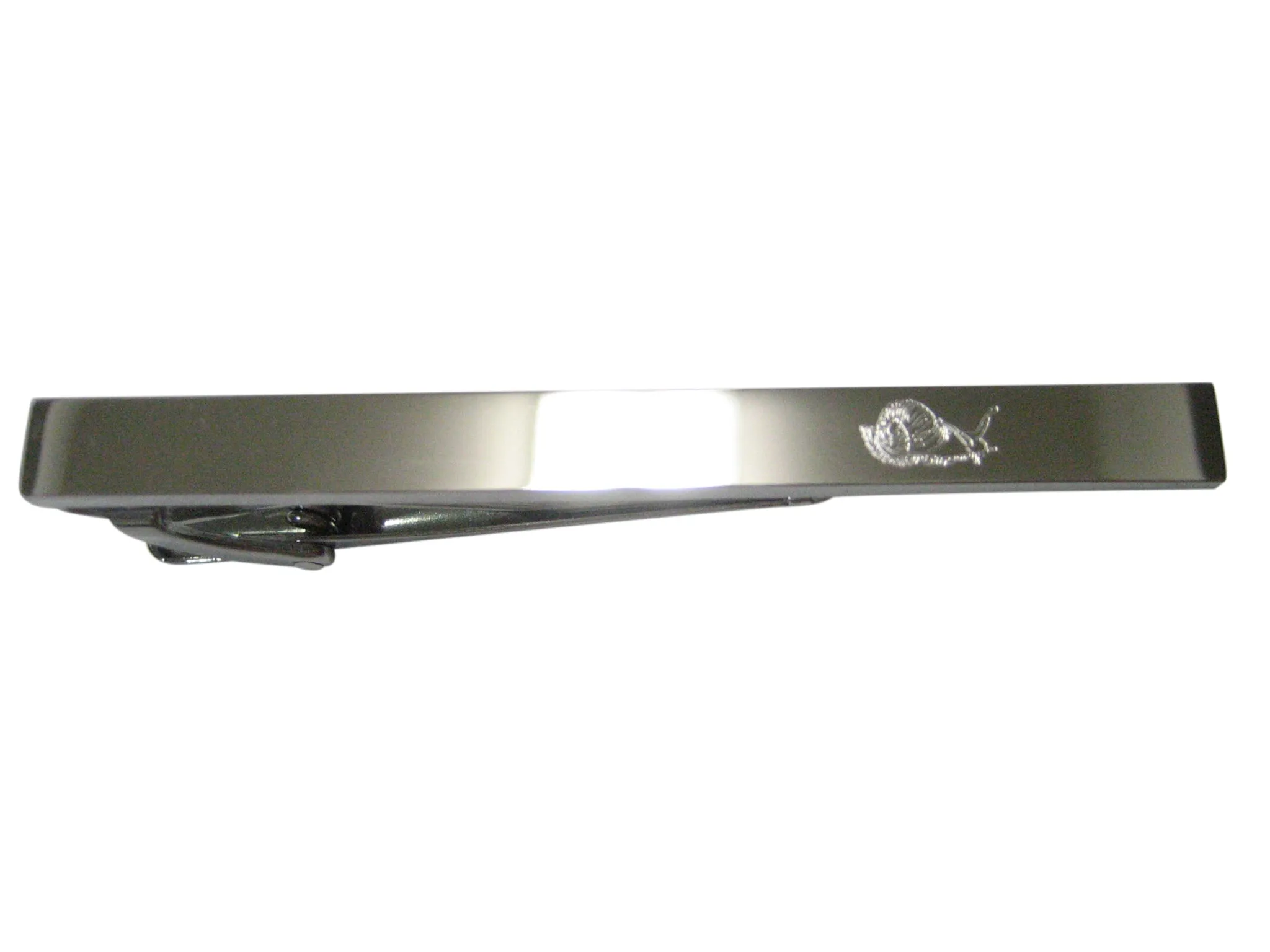 Silver Toned Etched Sleek Snail Tie Clip
