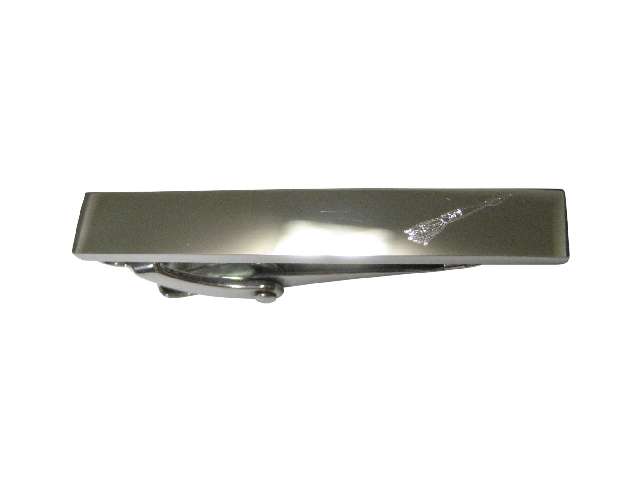 Silver Toned Etched Sleek Squid Skinny Tie Clip