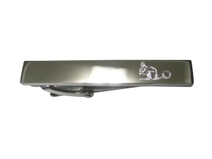 Silver Toned Etched Sleek Squirrel Skinny Tie Clip