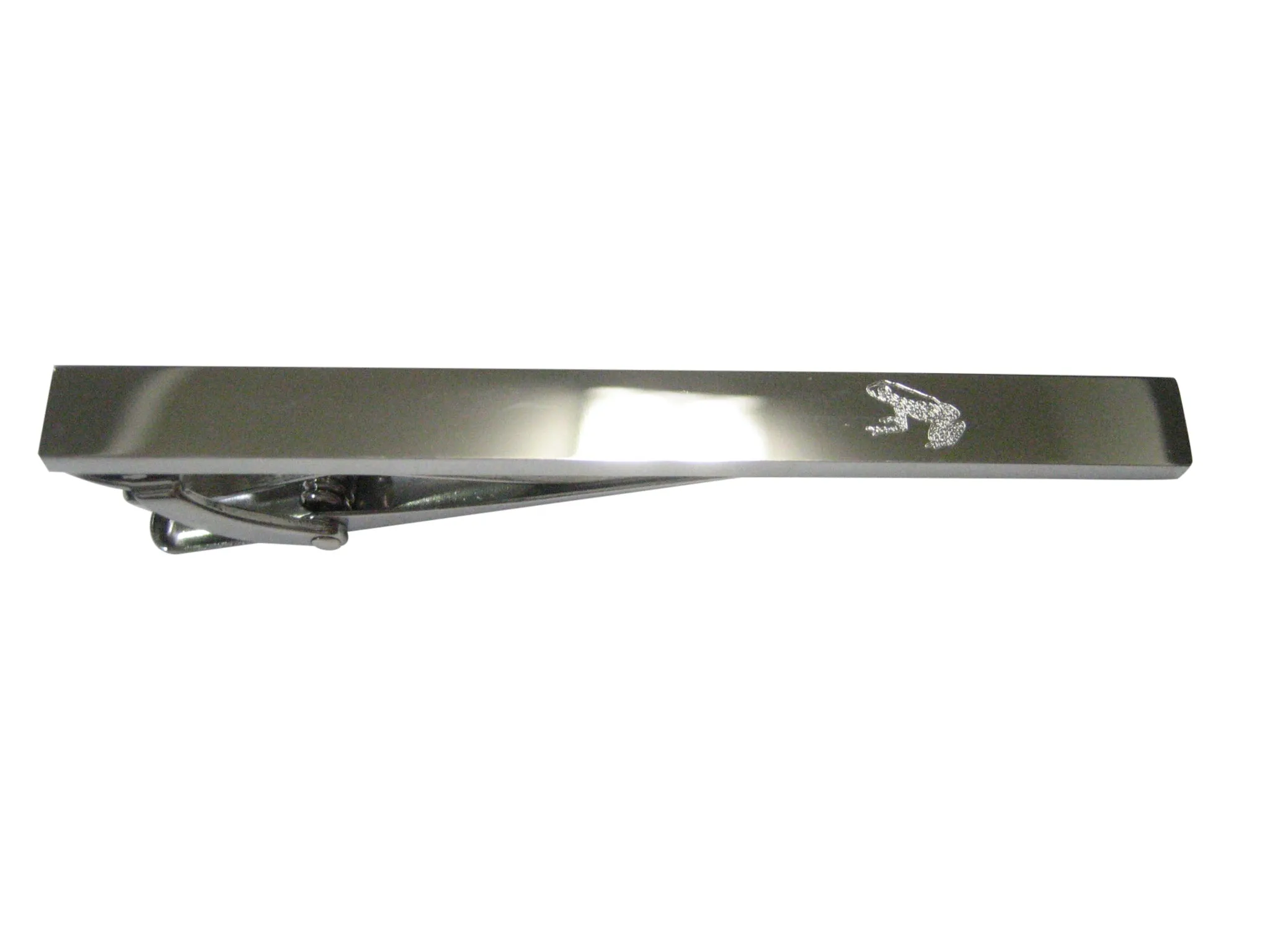 Silver Toned Etched Sleek Tropical Frog Tie Clip