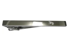 Silver Toned Etched Sleek Tropical Frog Tie Clip