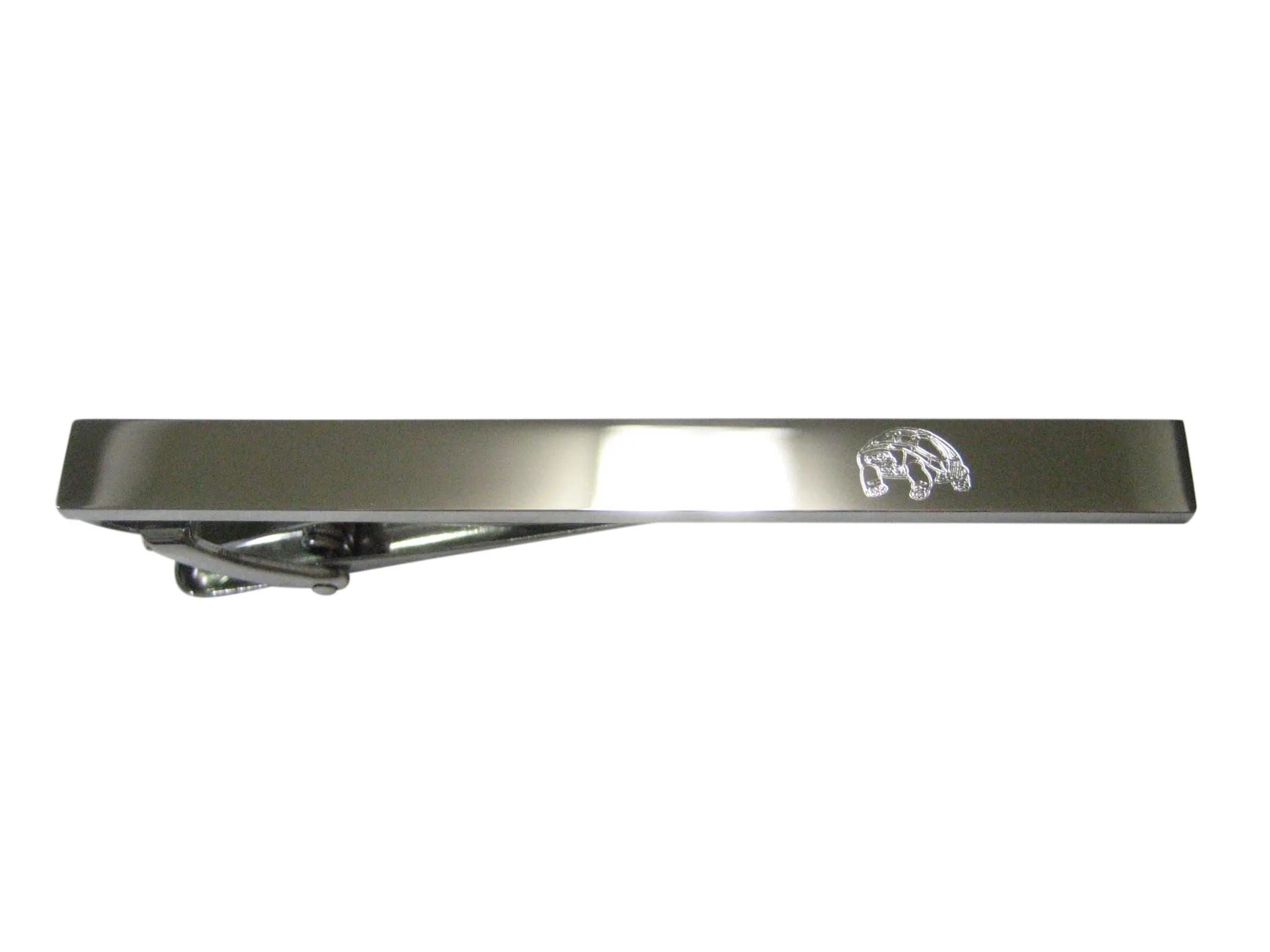 Silver Toned Etched Sleek Turtle Tortoise Tie Clip