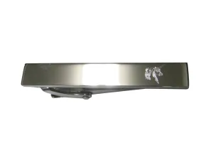 Silver Toned Etched Sleek Unicorn Head Skinny Tie Clip