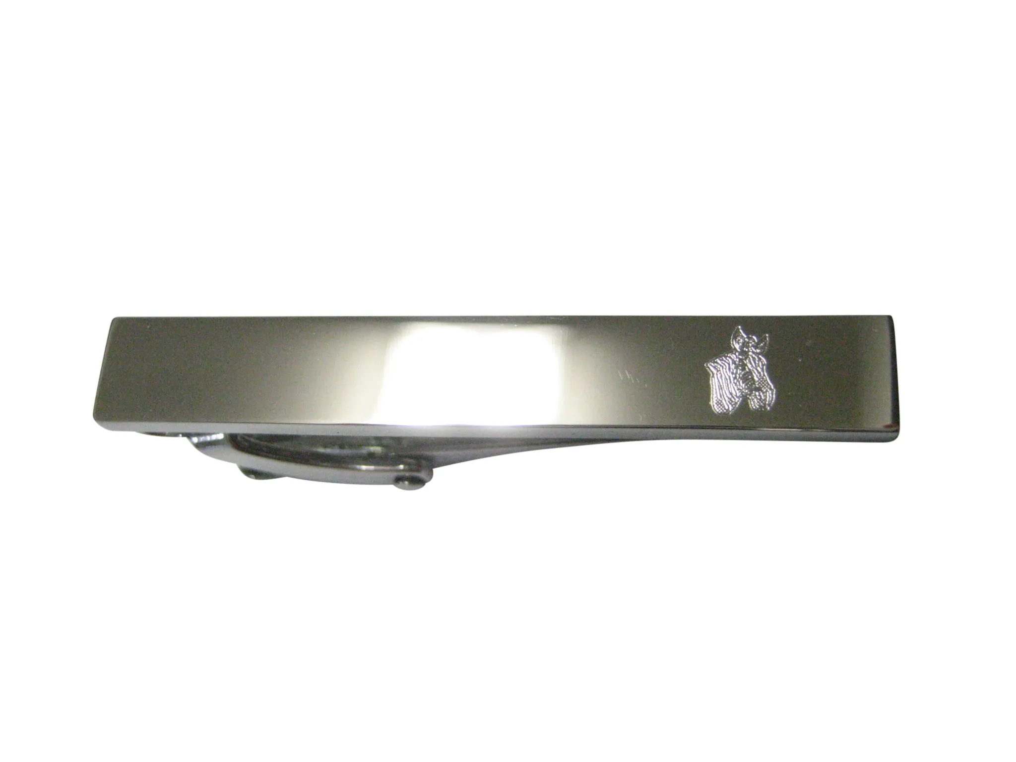 Silver Toned Etched Sleek Zebra Head Skinny Tie Clip