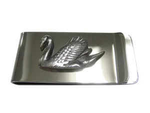 Silver Toned Sleek Swan Bird Money Clip