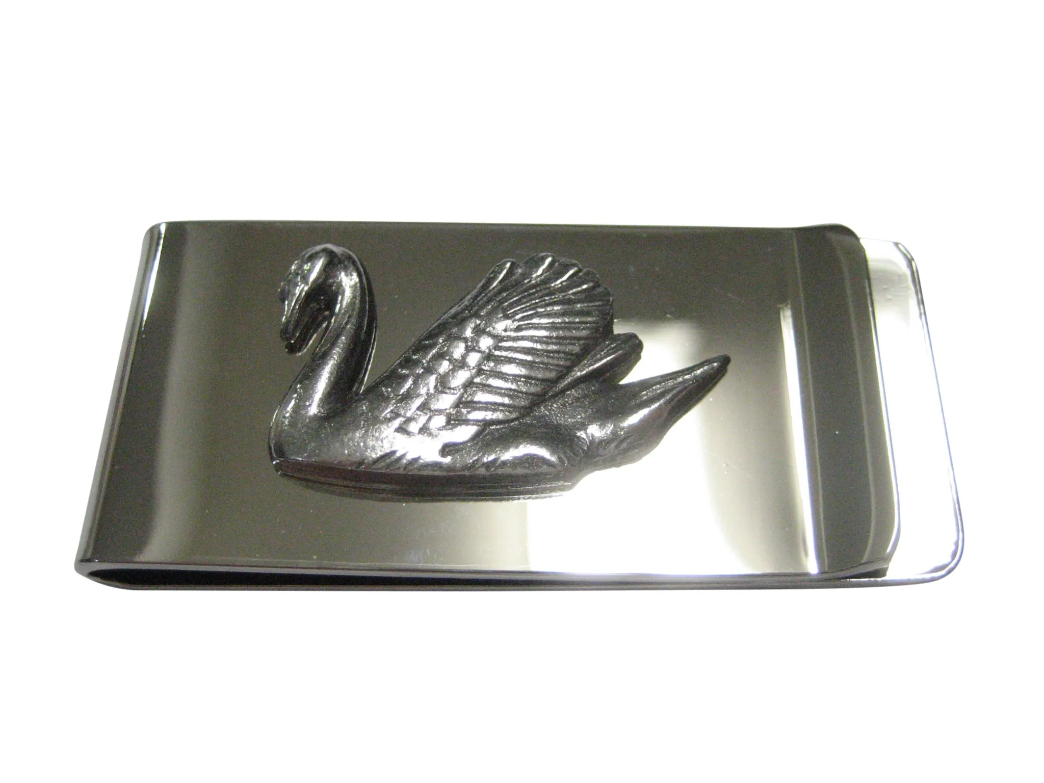 Silver Toned Sleek Swan Bird Money Clip
