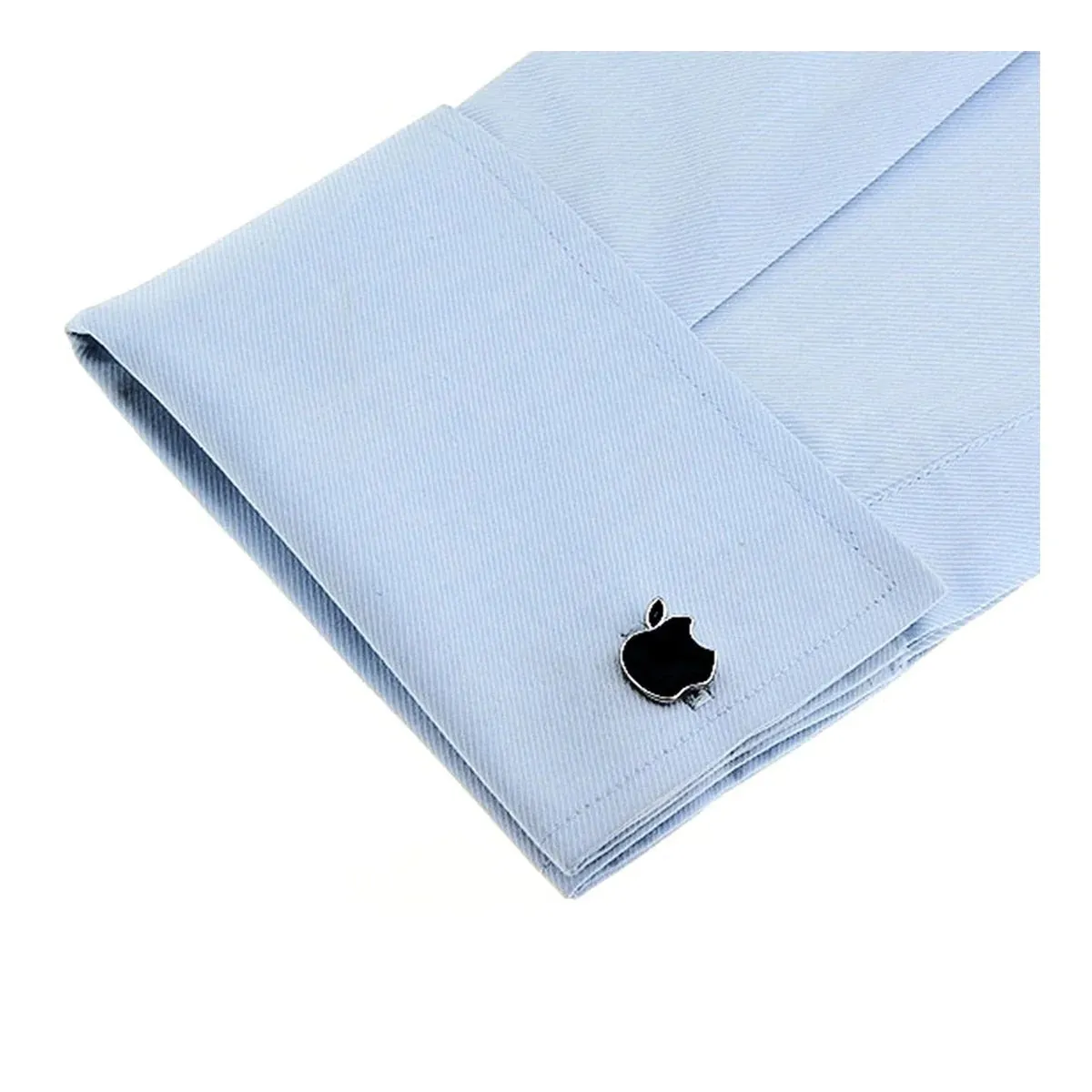 Sleek Black Apple Cufflinks in Presentation Gift Box