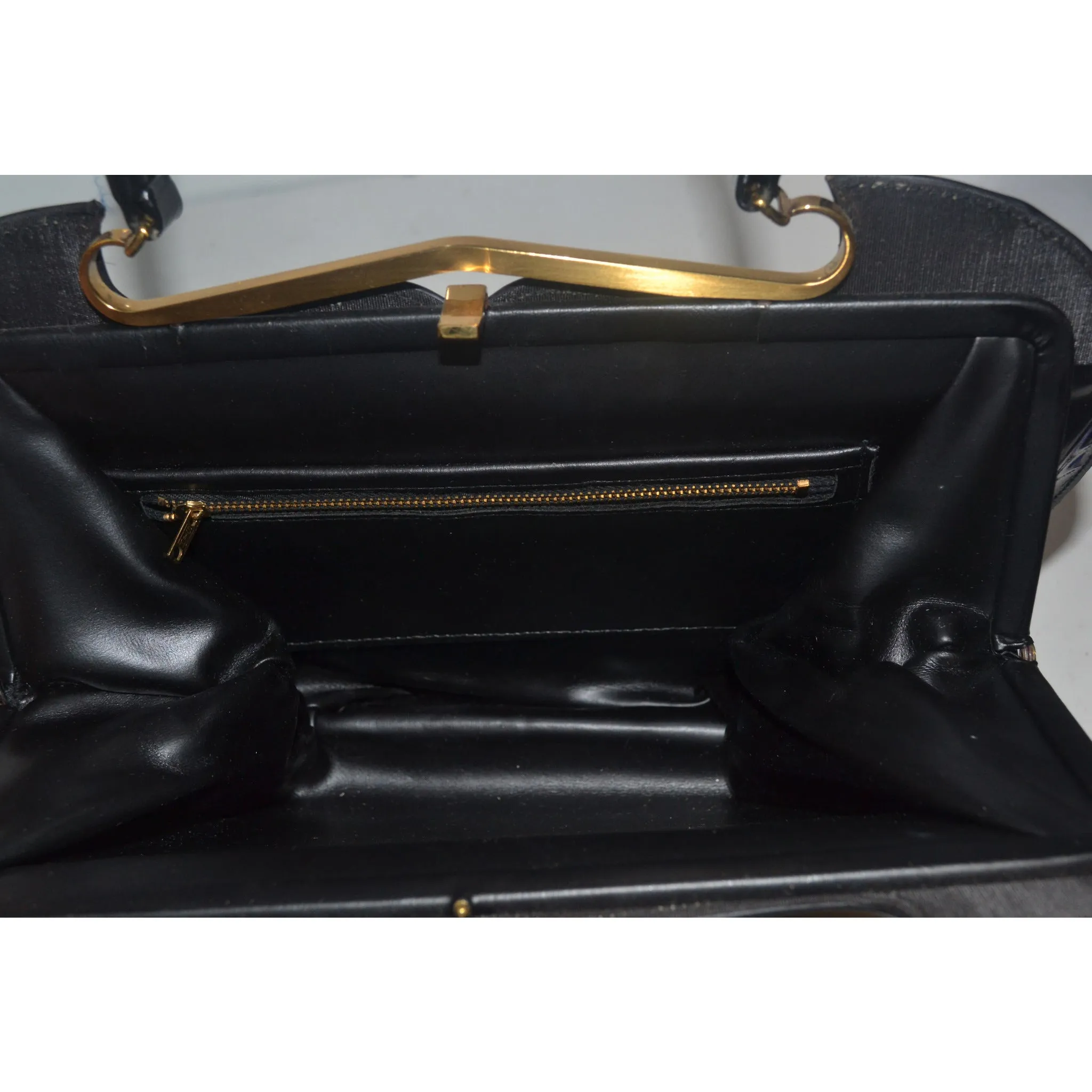 Sleek Black Patent Curved Purse