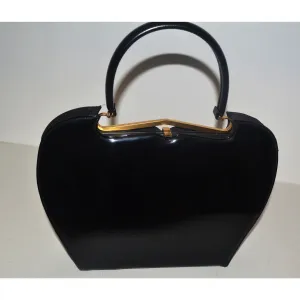 Sleek Black Patent Curved Purse