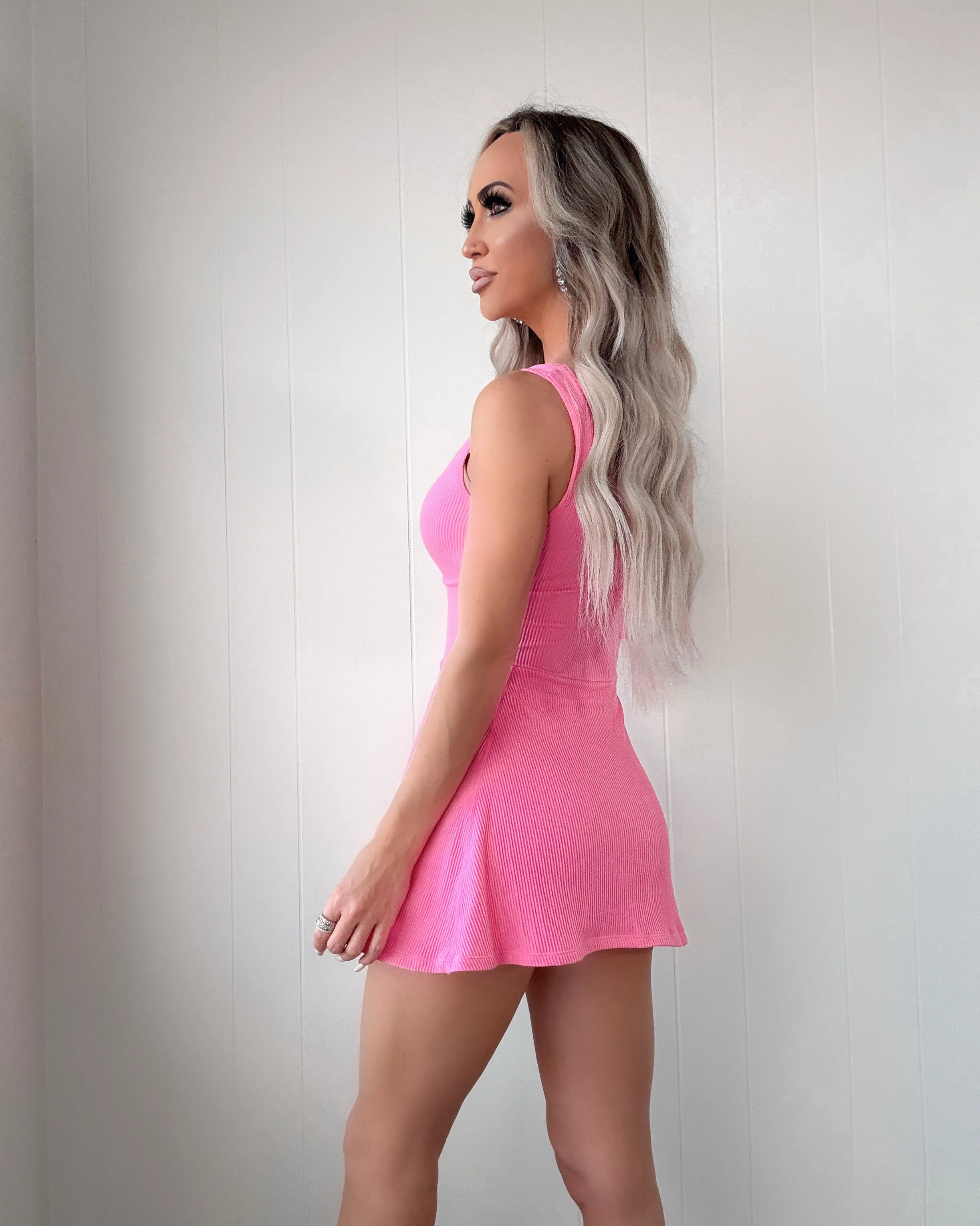 Sleek Essence Seamless Tank Dress - Pink
