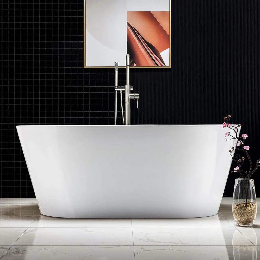 Sleek Round Bathtub - Free Standing - 67" Acrylic/White