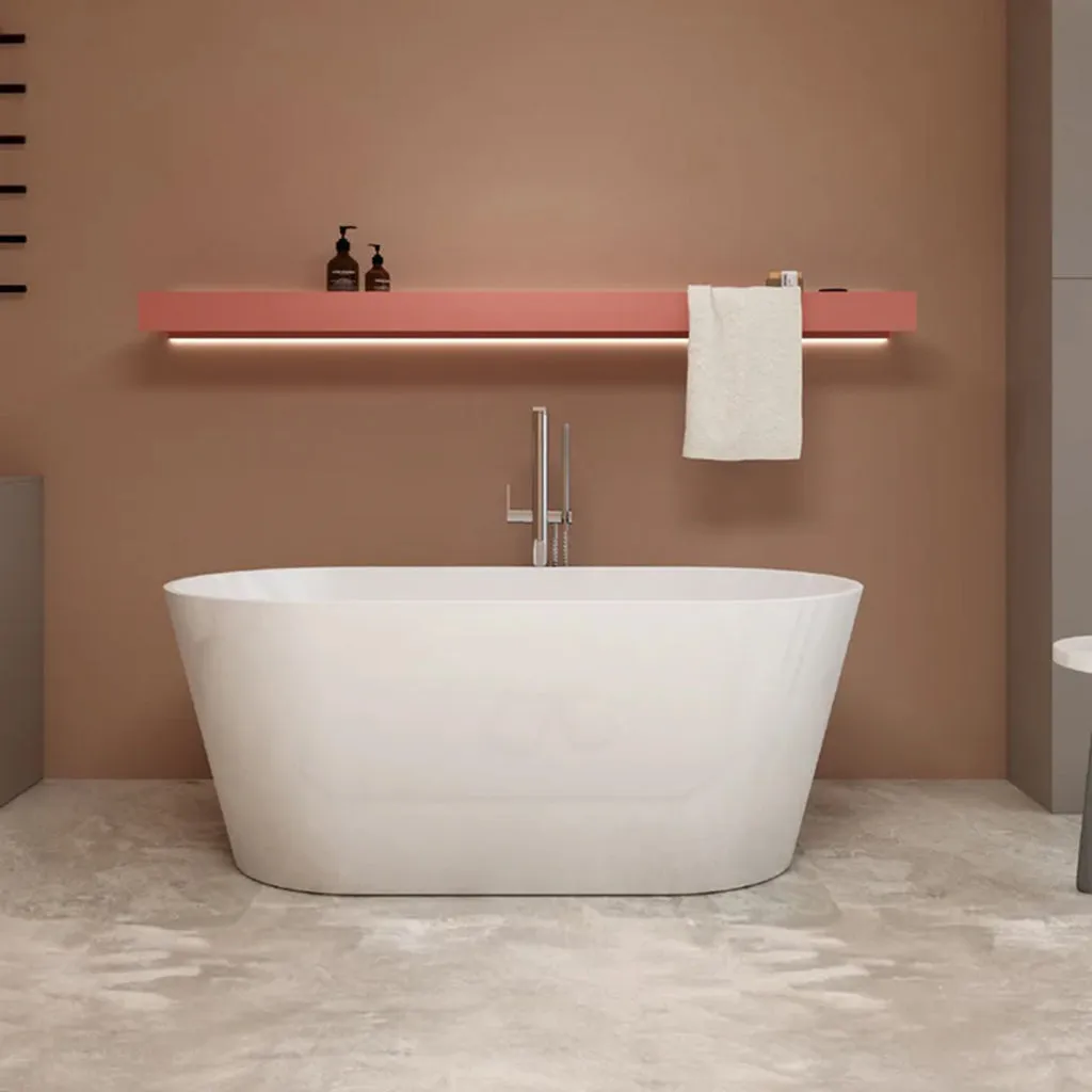 Sleek Round Bathtub - Free Standing - 67" Acrylic/White