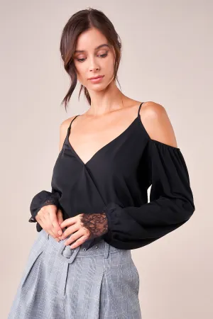 Sleek Shoulder-Out Bodysuit/Black