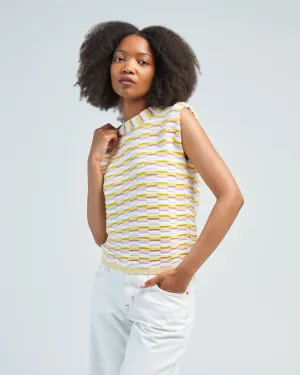 sleeveless structured top in zellige stitch