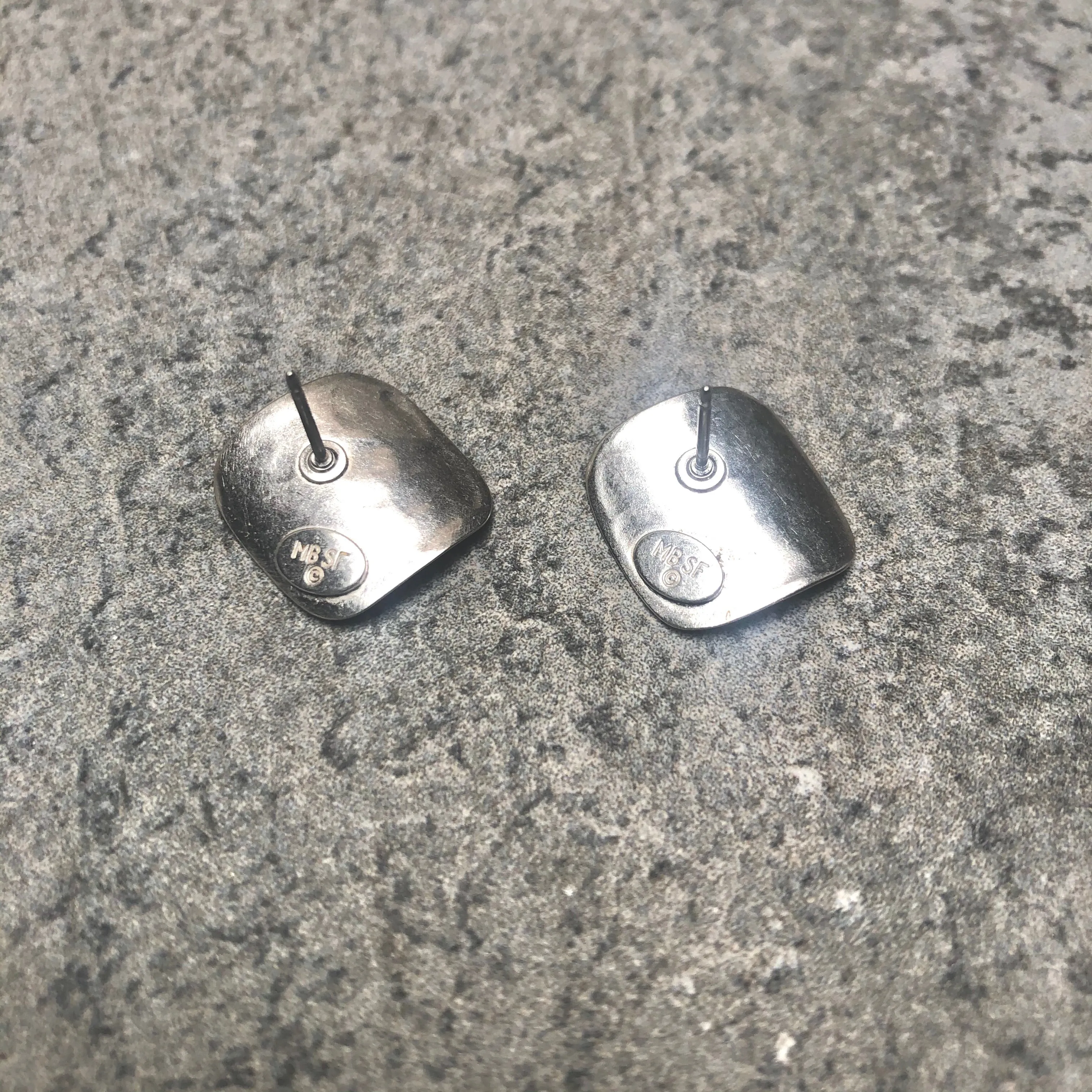 Small Concave Rounded Square Post Earring