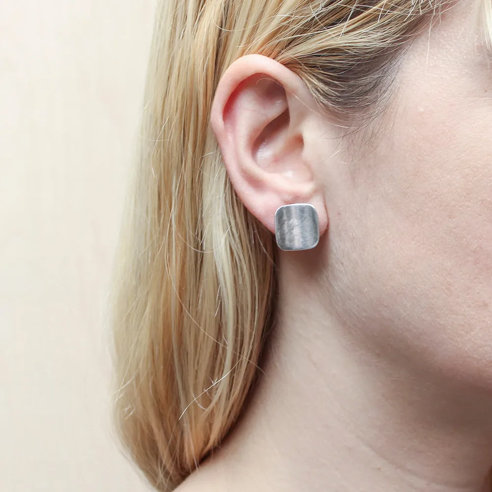 Small Concave Rounded Square Post Earring