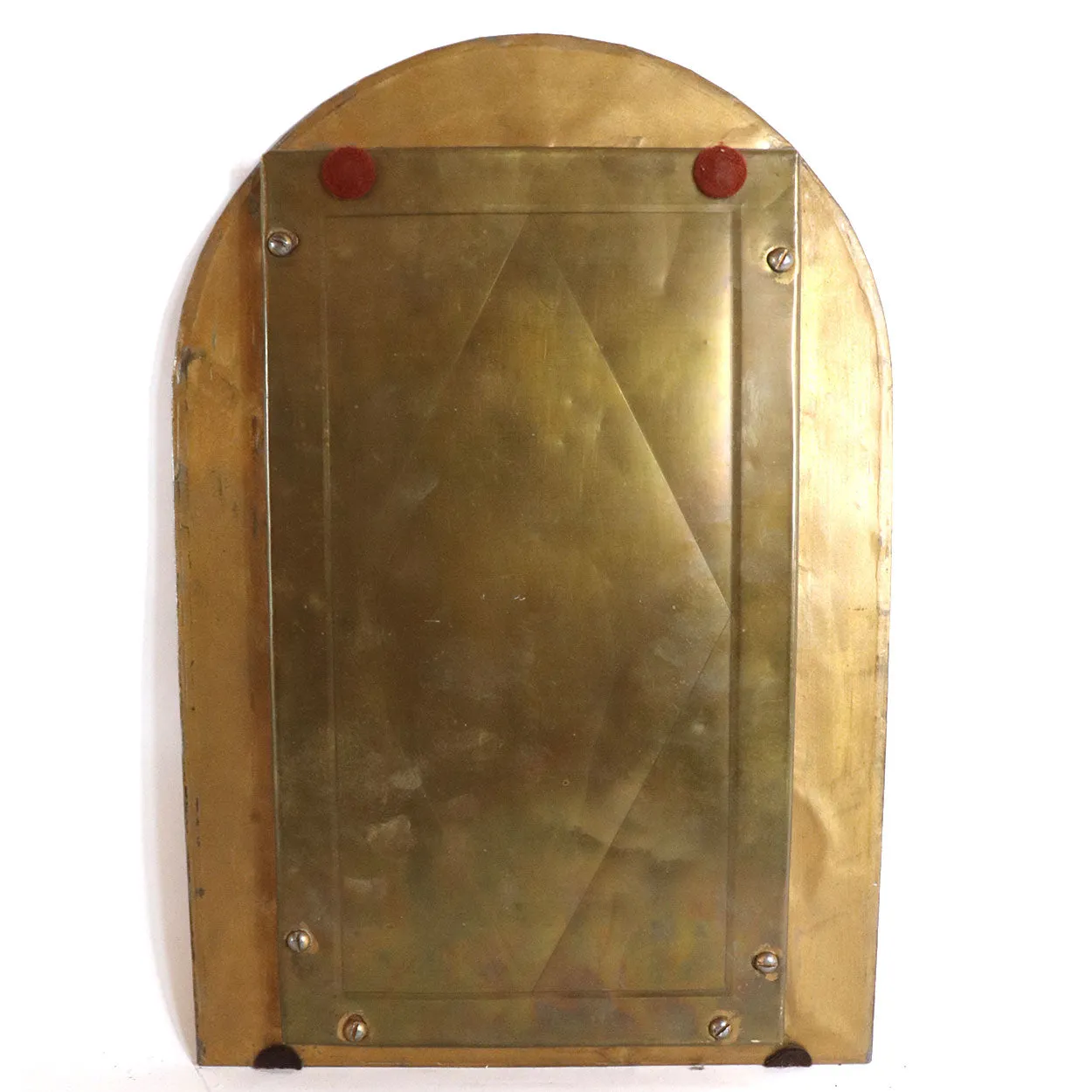 Small French Cast Brass Arched Frame Wall Mirror