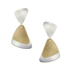 Small Linked Dished Triangles Post Earrings
