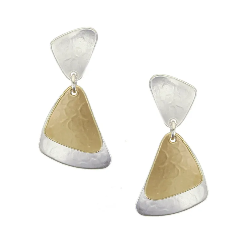 Small Linked Dished Triangles Post Earrings