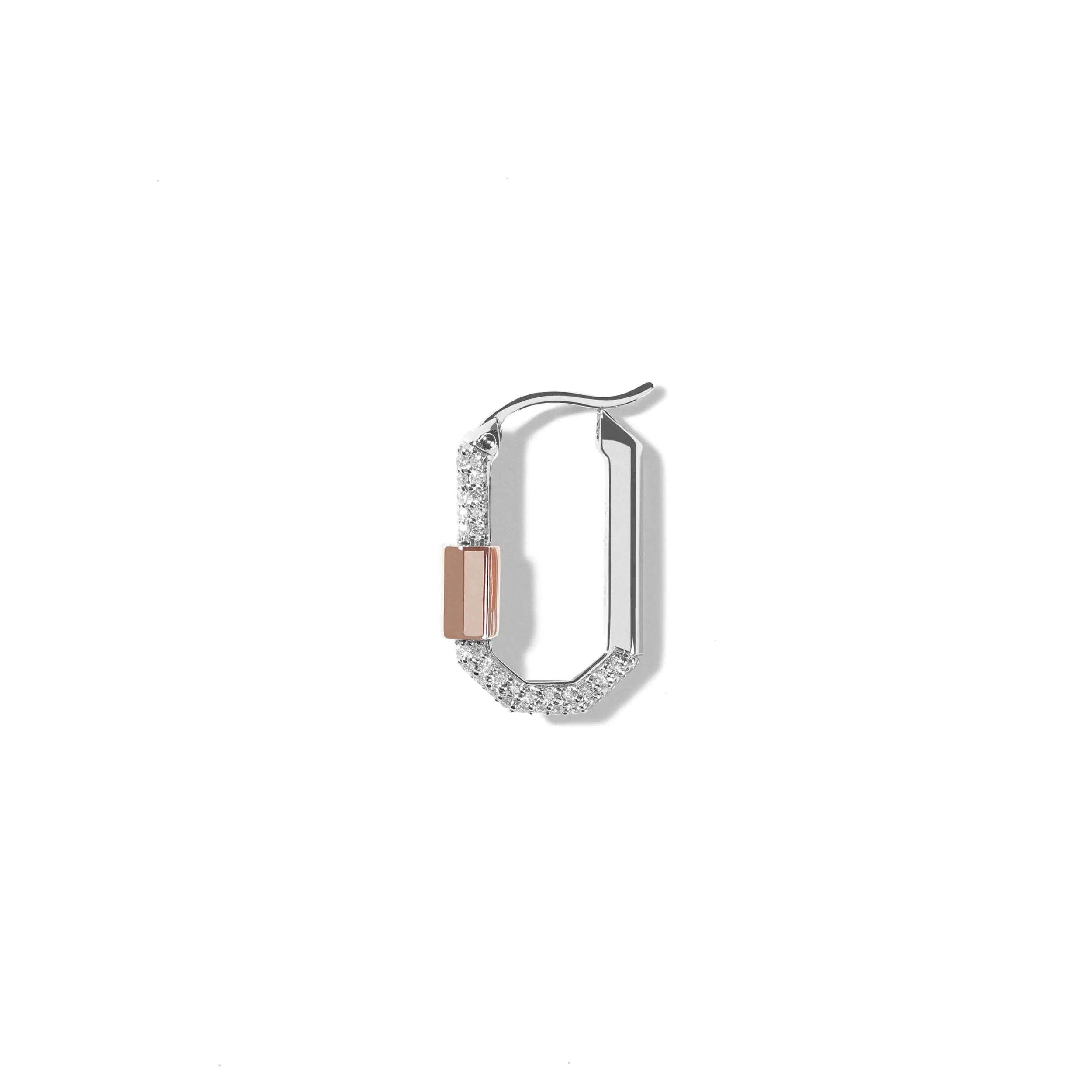 Small Pave Diamond  Single Lock Earring