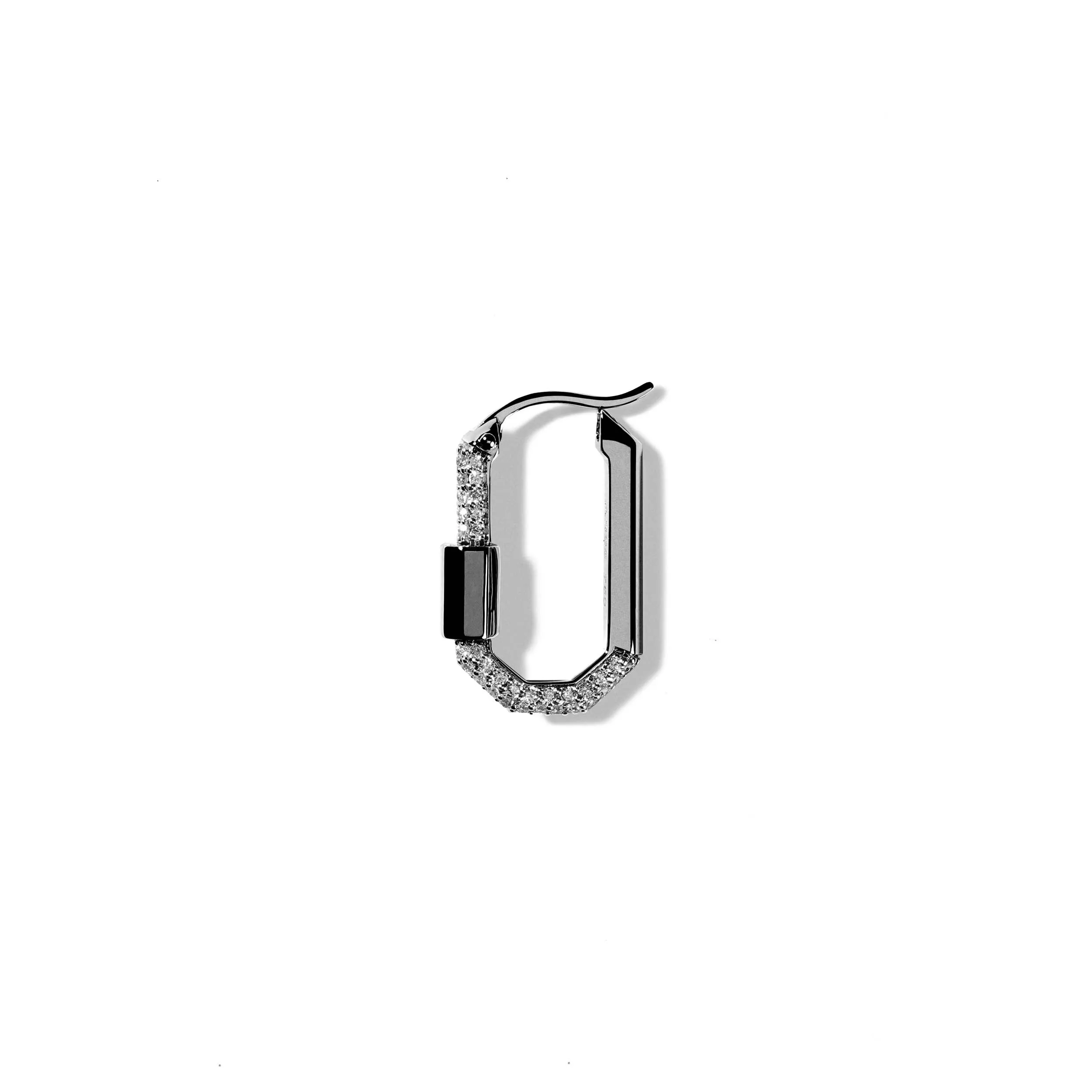Small Pave Diamond  Single Lock Earring