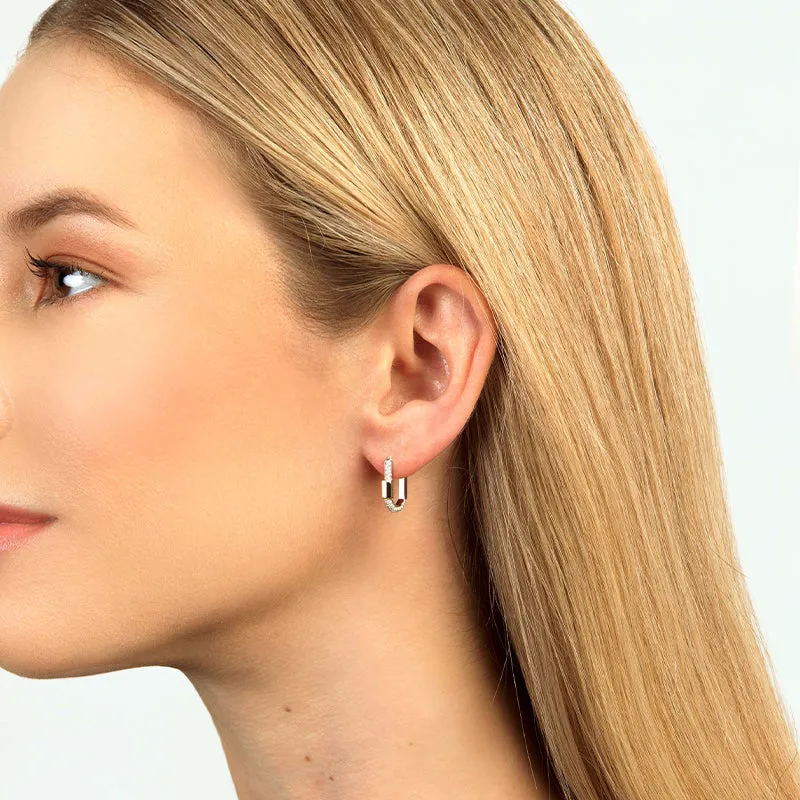 Small Pave Diamond  Single Lock Earring
