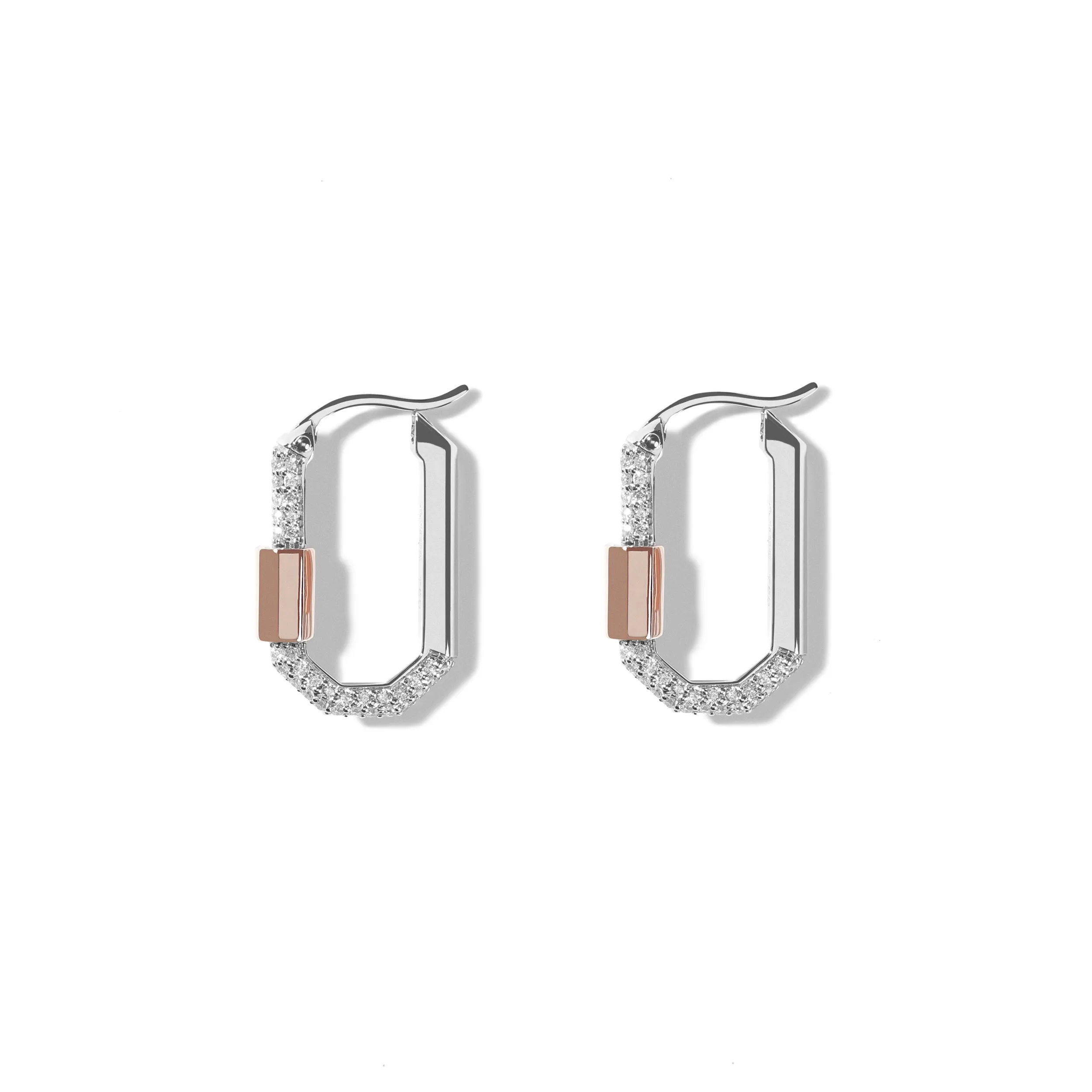 Small Pave Diamond  Single Lock Earring