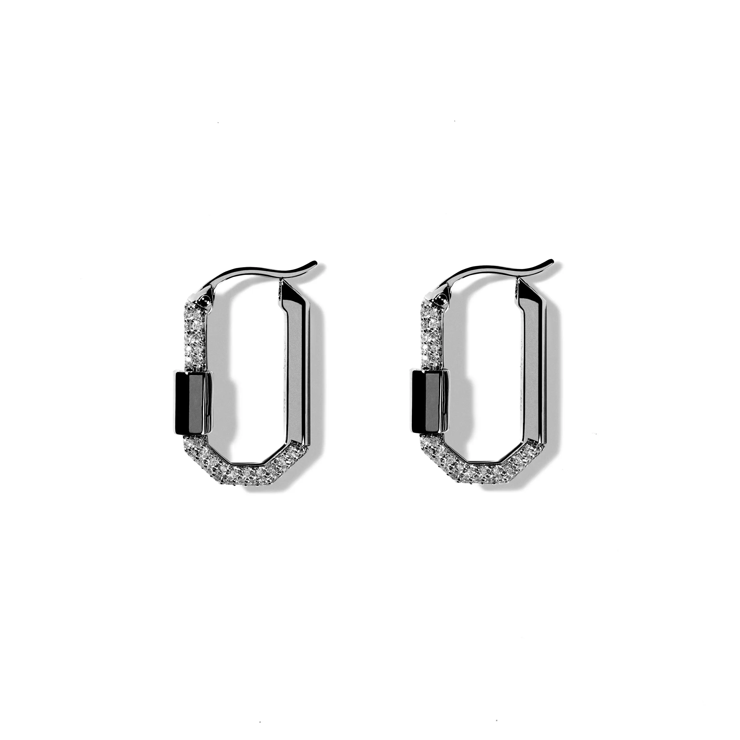 Small Pave Diamond  Single Lock Earring