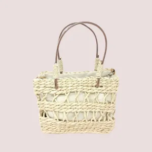 SMALL WOVEN STRAW BEACH BAG