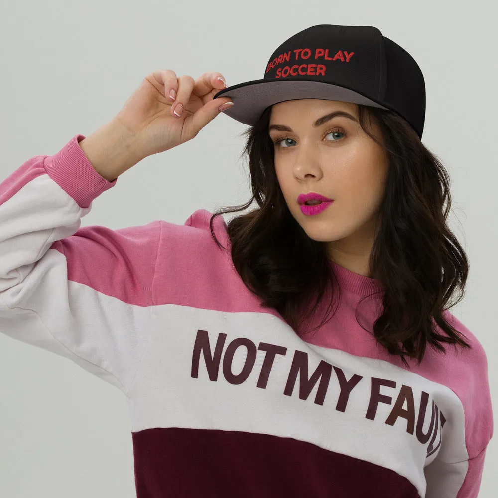 Snapback Hat "2051-0011 Born To Play Soccer (Red Logo)"
